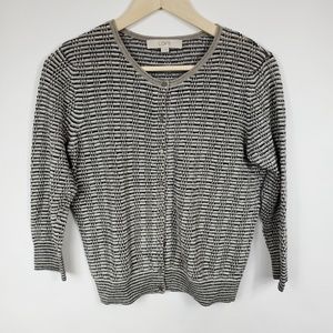Ann Taylor LOFT Womens Gray Shimmer Cardigan Small